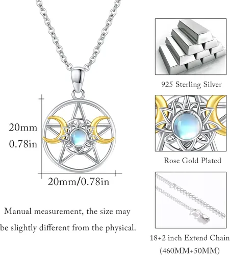 Vista 6 de CUOKA MIRACLE Sun Necklace 925 Sterling Silver Sun Moon Pendant Crescent Moon Necklaces Jewenry Pendant Celestial Jewelry Gifts for Women Mother's
