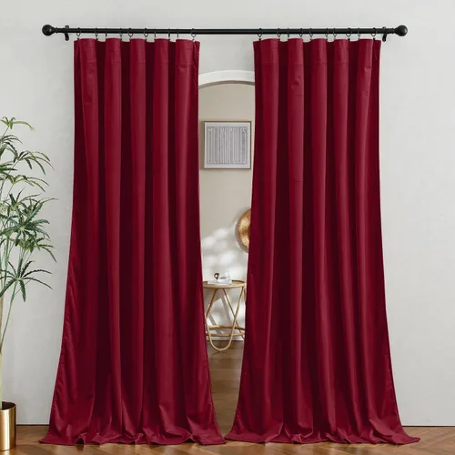 Vista 98 de RYB HOME Cortinas opacas de terciopelo para dormitorio, aislamiento térmico, privacidad, luz solar, bloqueo de calor, cortinas lujosas con bolsillo