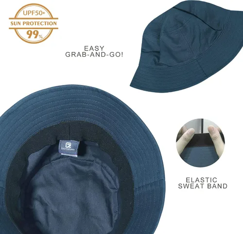 Vista 8 de GADIEMKENSD Sombrero de pescador 100% algodón, unisex, protección solar UPF 50, ligero, plegable