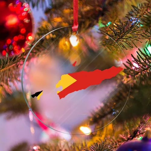 Vista 13 de Silueta de la bandera de Bután, adornos para árbol de Navidad, bandera nacional, recuerdo, decoraciones de Navidad, adornos acrílicos de Bután
