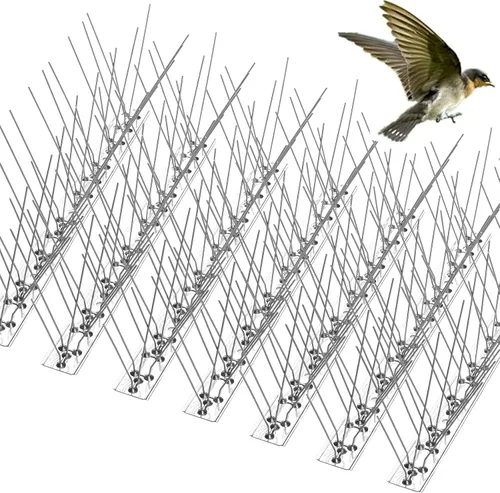 Vista 11 de REMIAWY - Púas para palomas y pájaros pequeños, púas disuasorias para exteriores para mantener alejadas a las ardillas y gatos, alambre de acero