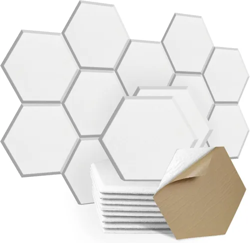 Vista 11 de SHJADE Paquete de 12 paneles acústicos autoadhesivos, acolchado hexagonal a Azul claro