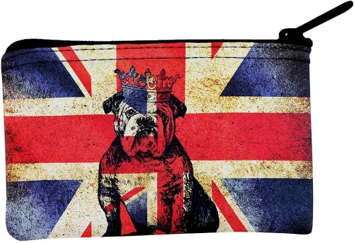 Vista 2 de Inglés Bulldog Corona Grunge BanderaMonedero