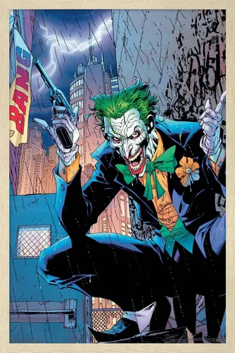 Vista 7 de Trends International DC Comics - Póster de pared de The Joker - Bang, 14.725 x 22.375 pulgadas, versión enmarcada de madera de granero Versión