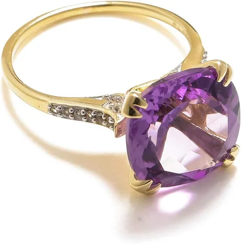 Vista 5 de YoTreasure Anillo de oro amarillo macizo de 10 quilates de amatista de 6,11 quilates