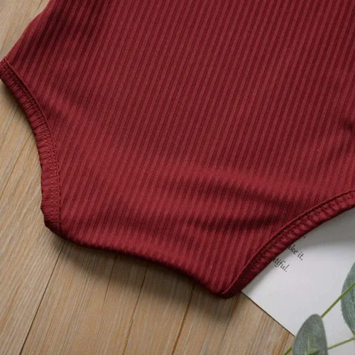 Vista 7 de Mameluco de una pieza para bebé recién nacido, con volantes, color liso, ropa casual