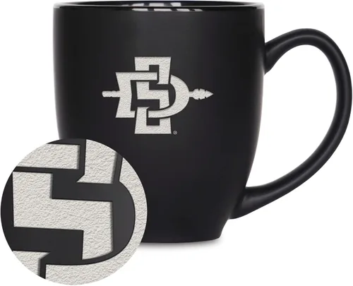 Vista 381 de Rico Industries - Taza de cerámica mate negra con grabado láser estándar de 15oz para NCAA (escuelas T & U) - Para bebidas calientes o frías