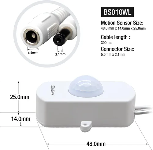 Vista 2 de SENSKY BS010WL DC 12v a 24v Mini Pir Sensor de Movimiento Interruptor de Ocupación Sensor de Ocupación para DIY Iluminación LED