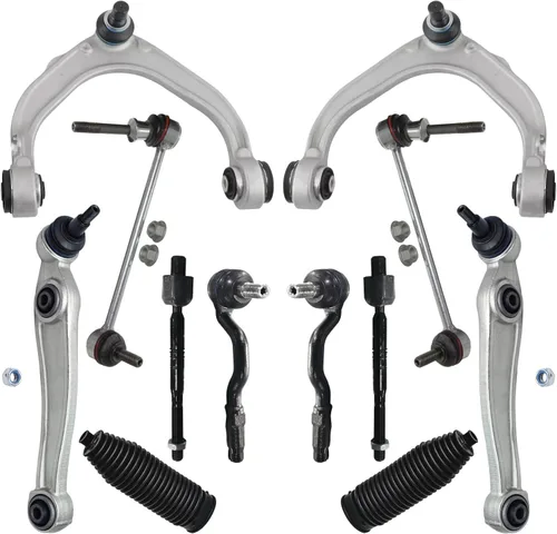 Vista 90 de Detroit Axle – 12 brazos de control superiores e inferiores delanteros con rótulas, barras de unión exteriores e interiores con topes, barras