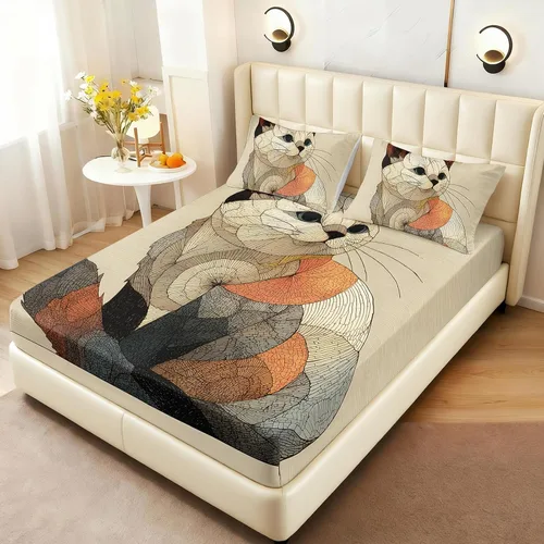 Vista 15 de AILONEN Lovely Bear - Juego de sábanas bajeras tamaño Queen, juego de ropa de cama con pajarita de dibujos animados para niños y niñas, sábana