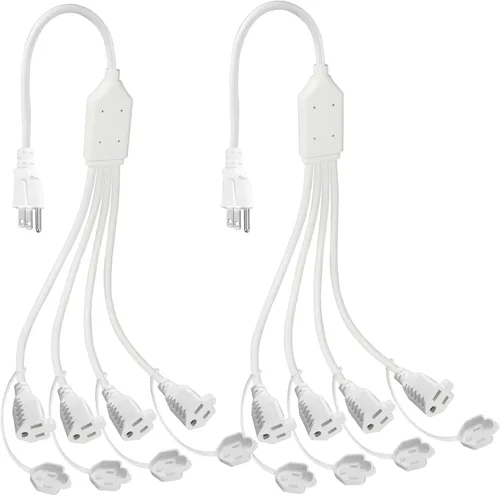 Vista 10 de Cable divisor de alimentación de 4 tomas, adaptador de enchufe múltiple de 3 clavijas de 1 a 4 vías, macho a hembra, cable de extensión estilo Y