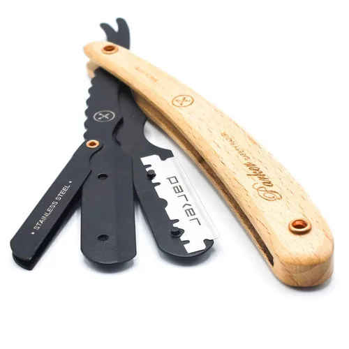 Vista 3 de Parker SRP - Maquinilla de afeitar recta con mango de madera de pino, 5