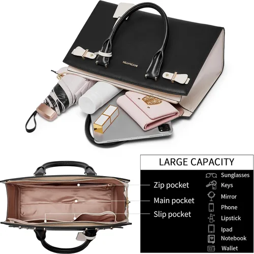 Vista 4 de BOSTANTEN Bolso de cuero para mujer, bolso de diseñador con asa superior, bolso cruzado, Bolsas colgantes de cuero para mujer