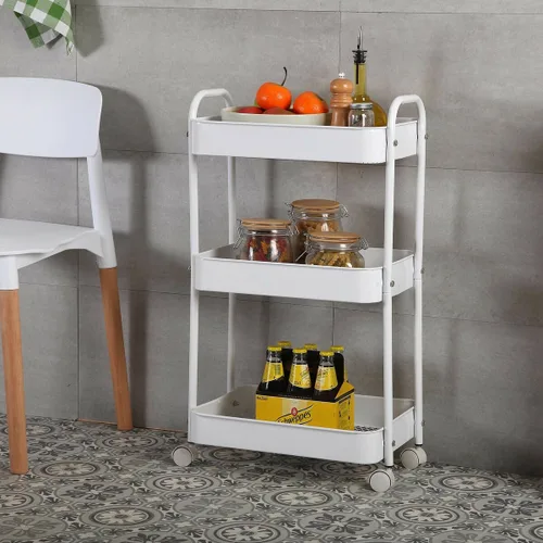 Vista 4 de Carro de Cocina Versa Blanco 30 x 76 x 46 cm Hierro