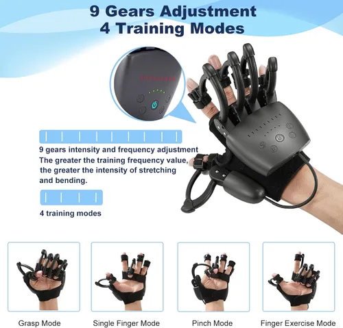 Vista 4 de Guantes de robot de rehabilitación mejorados para recuperación de hemiplejia cerebral, guante robótico portátil para rehabilitación de accidentes