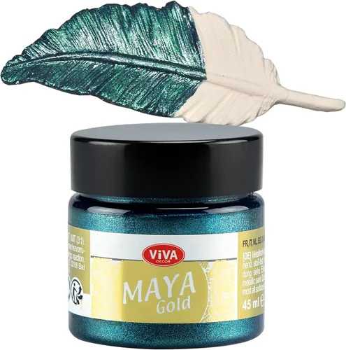 Vista 32 de Viva Decor Maya Gold (verde manzana) 1.52 onzas líquidas - Pintura acrílica metálica brillante para trabajos creativos en madera, vidrio