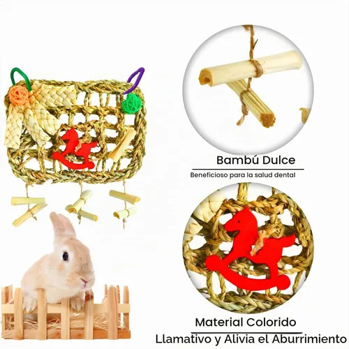 Vista 8 de Juguete masticable para conejos, jaula de conejo, juguetes y golosinas para masticar