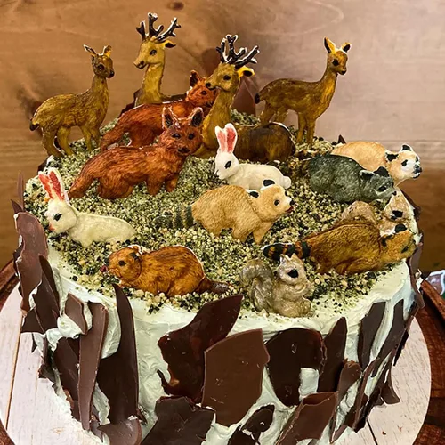 Vista 7 de Moldes de silicona de animales Fox Squirrel Rubbit Woodland Animal Pine Cono Molde para decoración de pasteles Decoración de cupcakes Candy