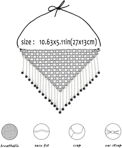 Vista 7 de Urieo Sparkly Rhinestones Face Masks Crystal Mesh Masks Metal Rhinestones Masquerade Mask Halloween Rave for Women and Men