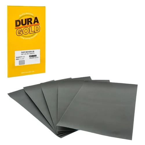 Vista 14 de Dura-Gold Hojas de papel de lija húmedas o secas de 5-1/2 x 9 pulgadas, variedad de grano 150, 220, 320, 400, 600 (5 cada una, 25 en total) - Lijado