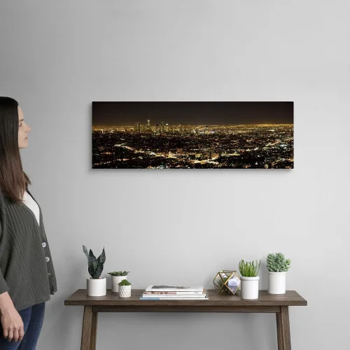 Vista 2 de CANVAS ON DEMAND Lienzo decorativo para pared, diseño de vista aérea de un paisaje urbano de Los Ángeles, California, decoración del hogar, arte