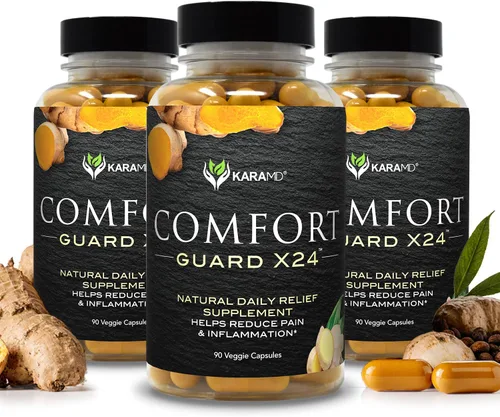 Vista 8 de KaraMD Comfort Guard X24 - Suplemento de apoyo para articulaciones y movimiento, curcumina de cúrcuma, boswellia y jengibre, alivia las molestias