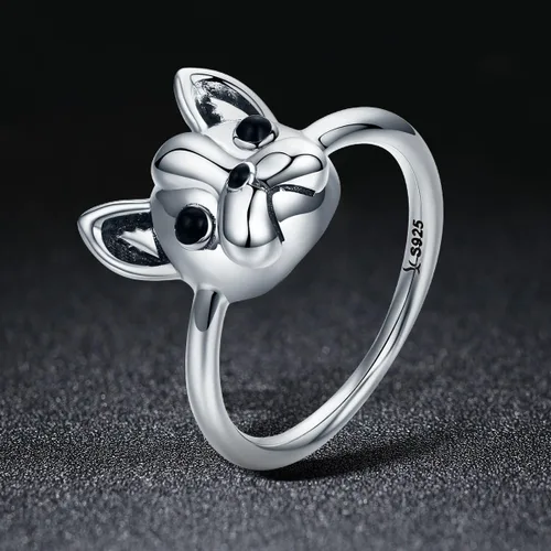 Vista 6 de Presentski Anillo de plata de ley Bulldog para cumpleaños para mujer y día de la madre