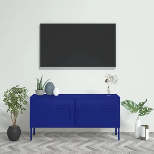 Vista 19 de Armario de almacenamiento de metal para TV con 2 puertas y un estante en el interior, aparador de almacenamiento, soporte de TV, consola multimedia