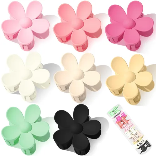 Vista 11 de Pinzas para el pelo de flores, 8 unidades, lindas pinzas para el cabello, pinzas para el cabello mate, pinzas de garra grande, sujeción fuerte