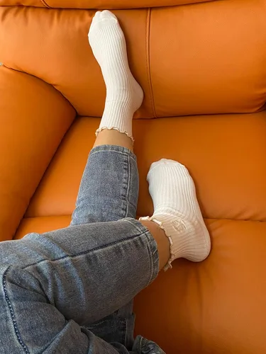 Vista 4 de Doitall Calcetines tobilleros con volantes para mujer, 3 pares