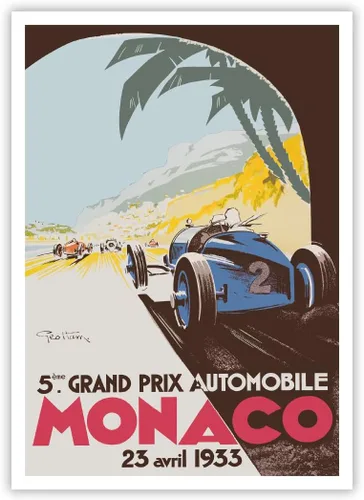 Vista 6 de Juego de 6 pósteres de carreras de autos vintage, sin marco, arte de pared clásico de carreras de automóviles por Géo Ham, Turner, Beligond