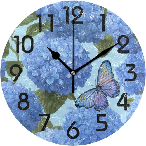 Vista 7 de Naanle Elegante reloj de pared redondo de madera vintage con diseño de girasoles 3D, de 9.5 pulgadas, funciona con pilas, de cuarzo, analógico