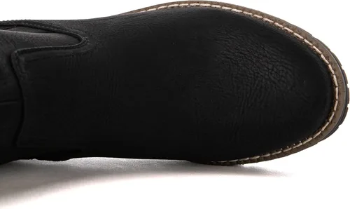 Vista 6 de GLOBALWIN - Botas de combate de equitación altas con cordones para mujer, cómodas botas góticas de motocicleta para mujer con cremallera y tacón