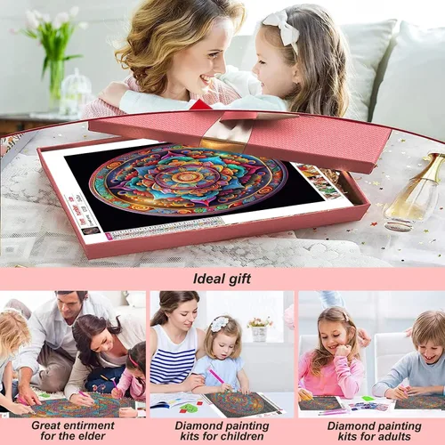 Vista 3 de Stalente Kits de pintura de diamantes para adultos, kits de arte de diamantes 5D para principiantes, pintura de diamante redonda para decoración