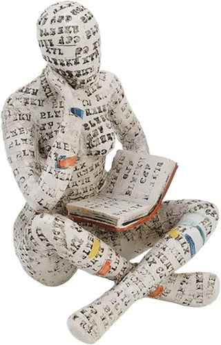 Vista 12 de Buachois Figura de lectura para mujer, decoración moderna de estantería, estatua de pensador de mujer de lectura de pulpa, escultura de arte