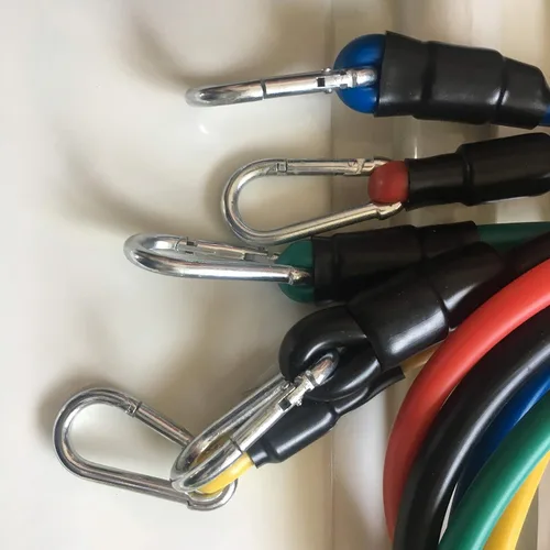 Vista 4 de Juego de bandas de resistencia (11 piezas), bandas de ejercicio con anclaje de puerta, asas, bolsa de transporte impermeable, correas de tobillo