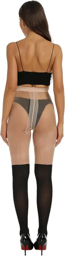 Vista 7 de MANZI Medias de Halloween para mujer, a rayas, estampadas, para disfraz de nylon