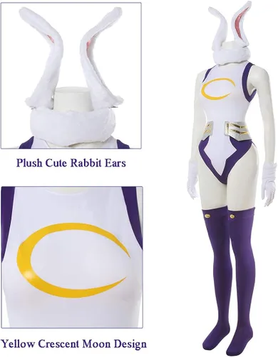 Vista 3 de CR ROLECOS BNHA Miruko Cosplay Costume MHA Rabbit Hero Mirko Bunny Bodysuit Costume