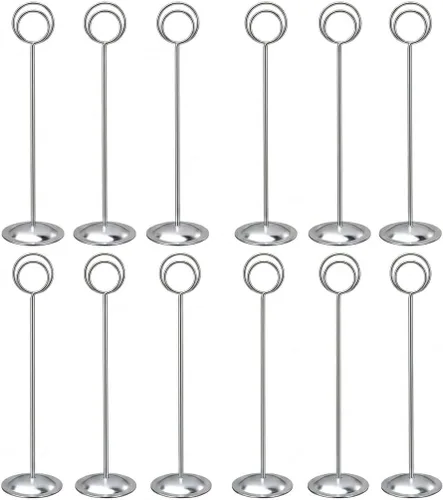 Vista 10 de HOHIYA Paquete de 12 soportes negros para números de mesa de 12 pulgadas, soportes para tarjetas de lugar de boda Elegantes soportes negros