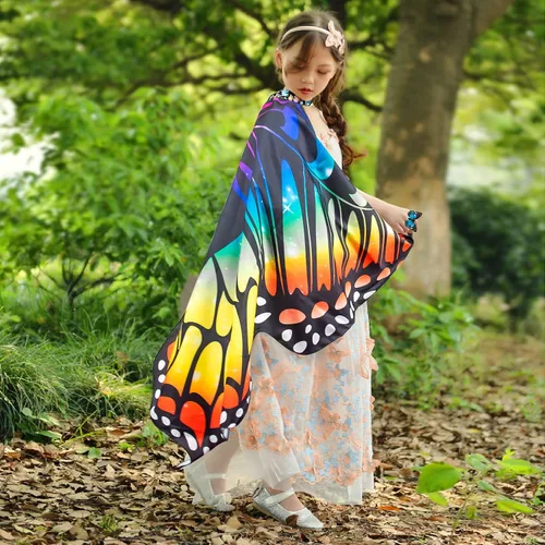 Vista 4 de Butterfly Wings Costume for Women Girls - Halloween Fairy Wings Cape for Adult with Headband,Mask,Earrings