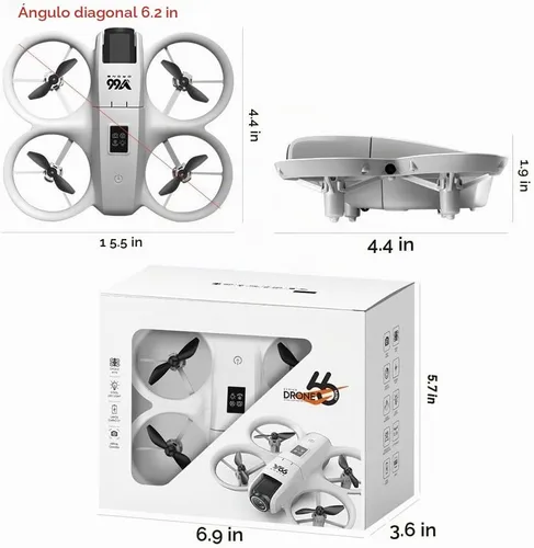 Vista 8 de Dron pequeño RC con cámaras duales, protector de hélices, mantenimiento de altitud, despegue con una tecla, giros 3D, 2 baterías, evitación Naranja