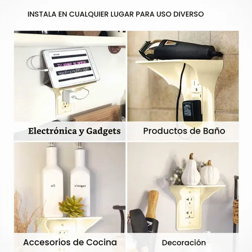 Vista 7 de Power Perch - Estante de salida sin taladro, estantes aptos para inquilinos Almendra
