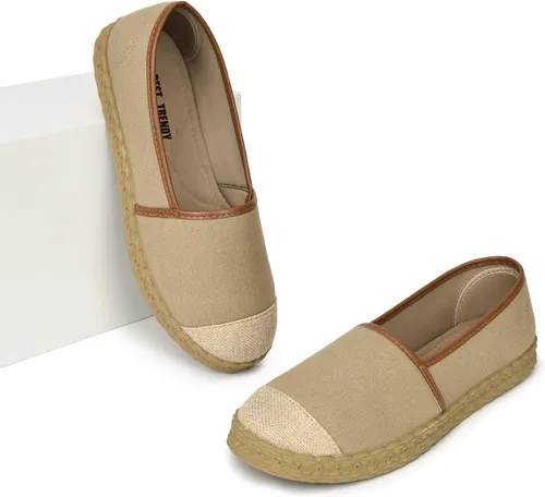 Vista 3 de BEST TRENDY Mocasines sin cordones para mujer, zapatos de lona de caña baja, antideslizantes, a la moda, zapatos casuales, Marrón