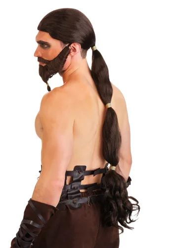 Vista 2 de Peluca y Barba de Rey Guerrero para Hombre Multicolor