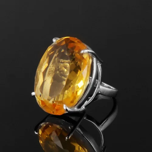 Vista 4 de GEMHUB Anillo de plata de ley 925 de citrina amarilla de corte ovalado de 0.53oz, Piedra, Citrino
