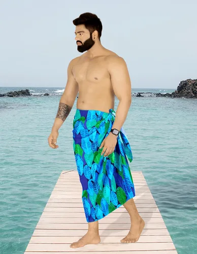 Vista 2 de HAPPY BAY Traje de baño corto hawaiano para hombre, traje de baño de verano para hombre, vacaciones, playa, vacaciones, ropa de playa, pareo