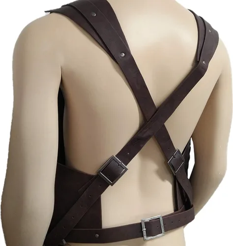 Vista 4 de HiiFeuer Viking Warrior - Armadura de pecho de piel sintética, armadura de cuero retro de caballero, armadura medieval para LARPCosplay