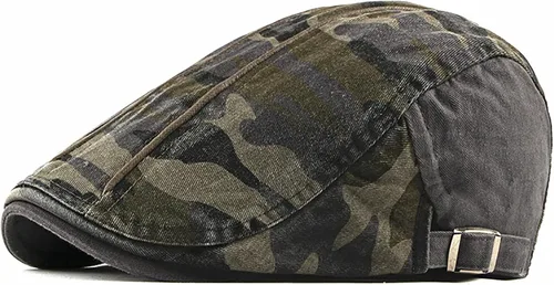 Vista 12 de Newsboy - Gorra de algodón para hombre, diseño de camuflaje, ajustable, ajustable, plano, suave, para caza y golf
