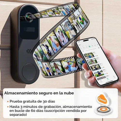 Vista 6 de Cámara de timbre de puerta de 2K HD con batería, inalámbrica con timbre de anillo, timbre de video inteligente con comunicación bidireccional