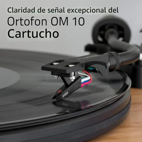 Vista 2 de Fluance RT82 - Tocadiscos de vinilo de alta fidelidad de referencia con cartucho Ortofon OM10, motor de control de velocidad, zócalo de madera MDF